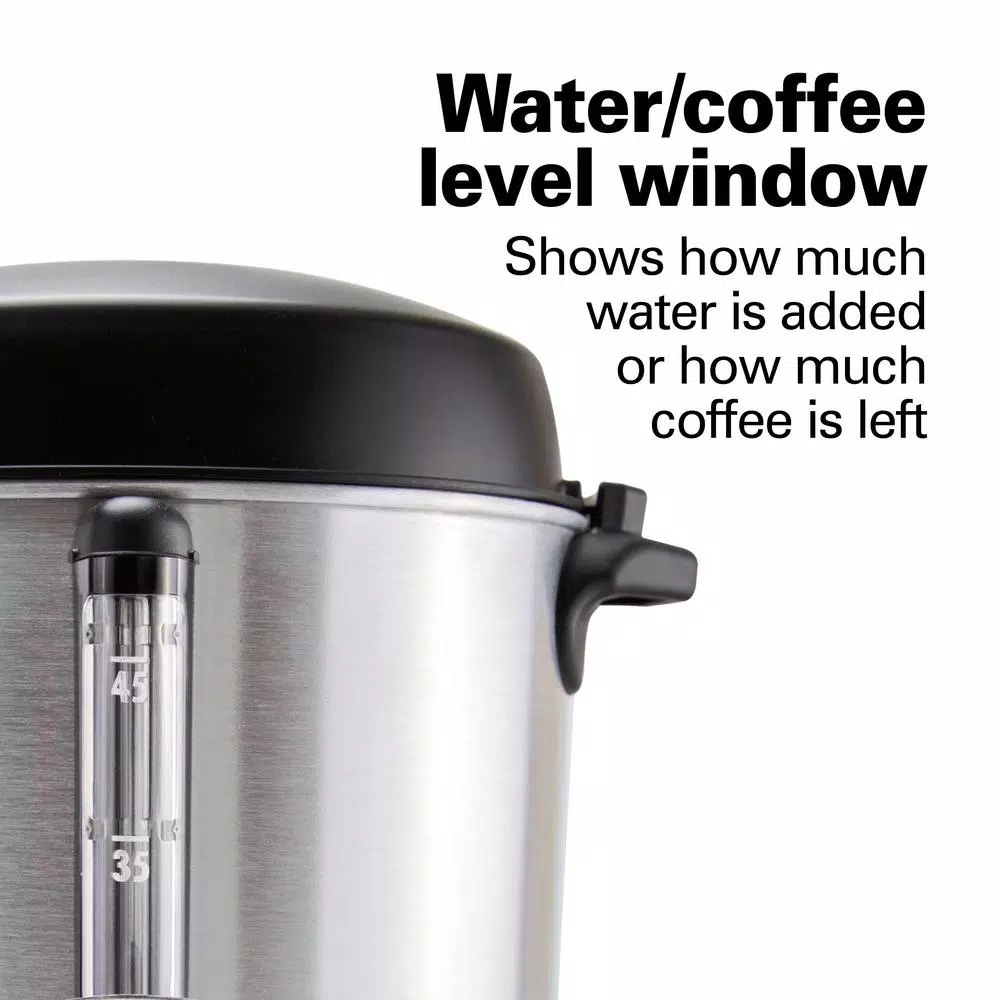Hamilton Beach Fast Brew 45-Cup Stainless Steel Coffee Urn with 1-Hand Dispensing