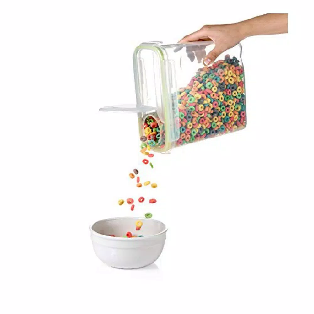 LavoHome 4L Airtight Plastic Cereal Storage Container Set, 2-Piece Clear Dry Food Dispensers