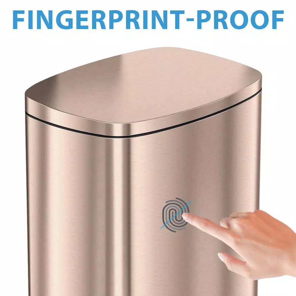 iTouchless SoftStep 13.2 Gallon Rose Gold Stainless Steel Step Trash Can with Odor Control and Removable Inner Bucket