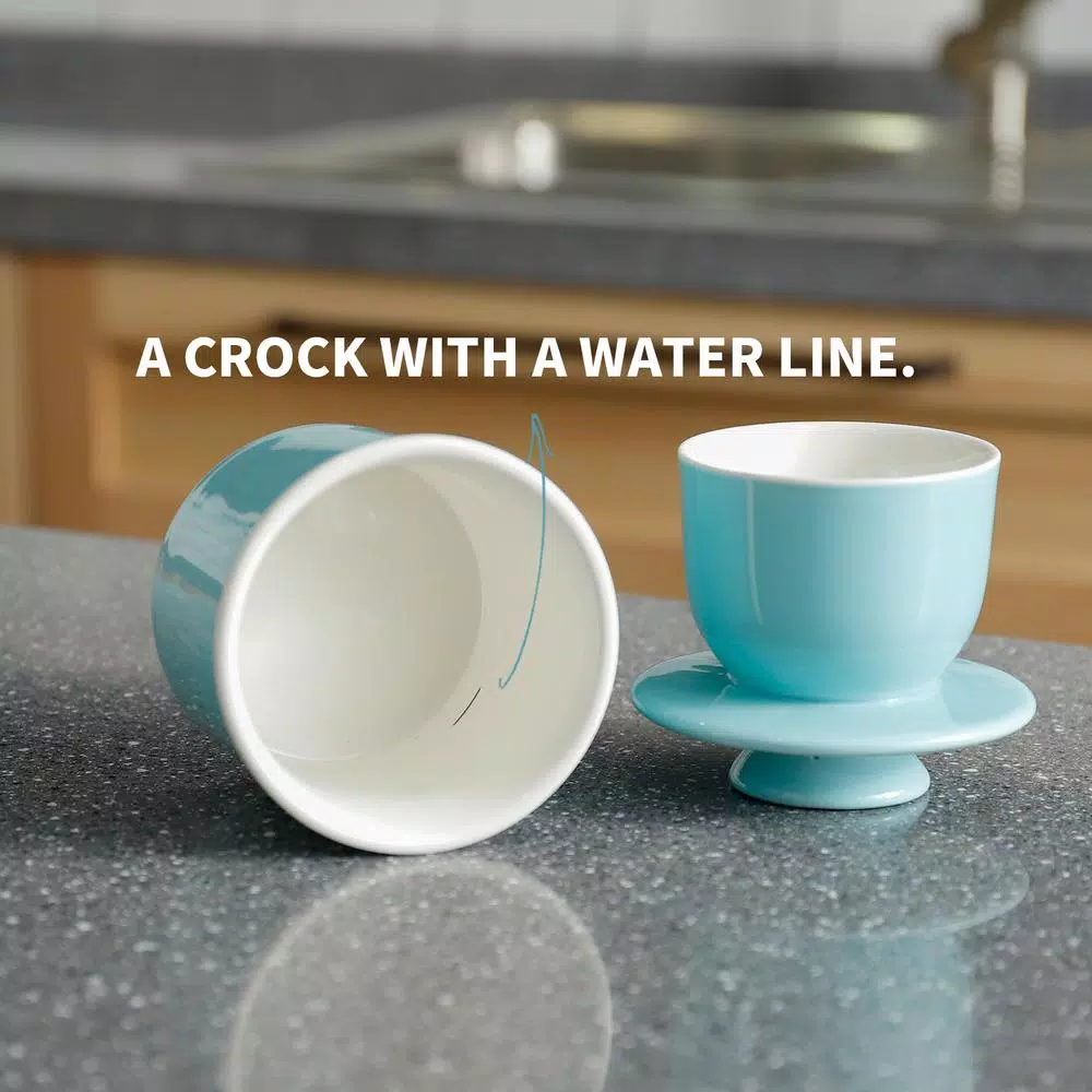 Sweese French Butter Crock - Porcelain Butter Keeper Dish for Soft Spreadable Butter - Turquoise