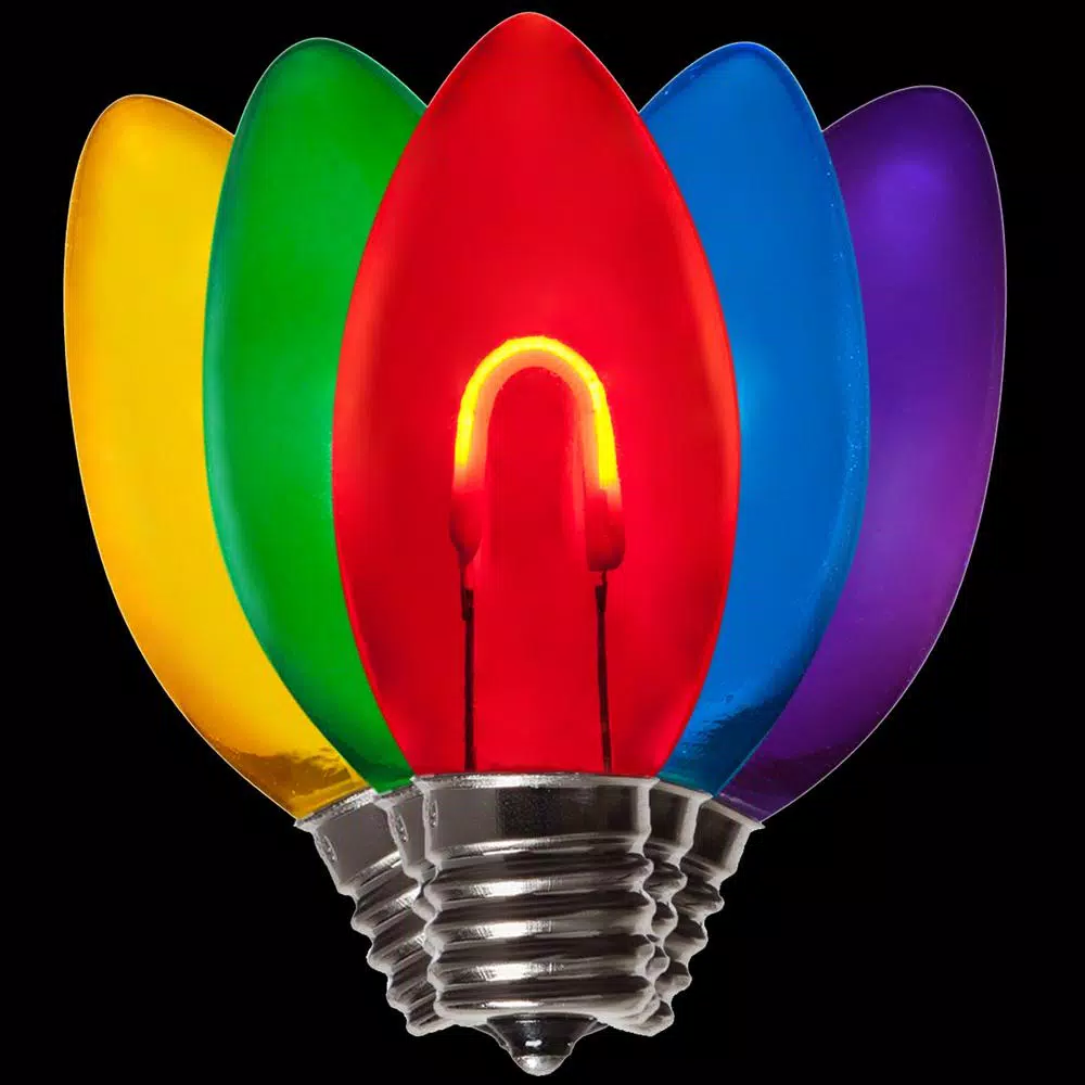 Wintergreen Lighting FlexFilament C9 LED Shatterproof Multi-Color Vintage Edison Christmas Light Bulbs, 5-Pack