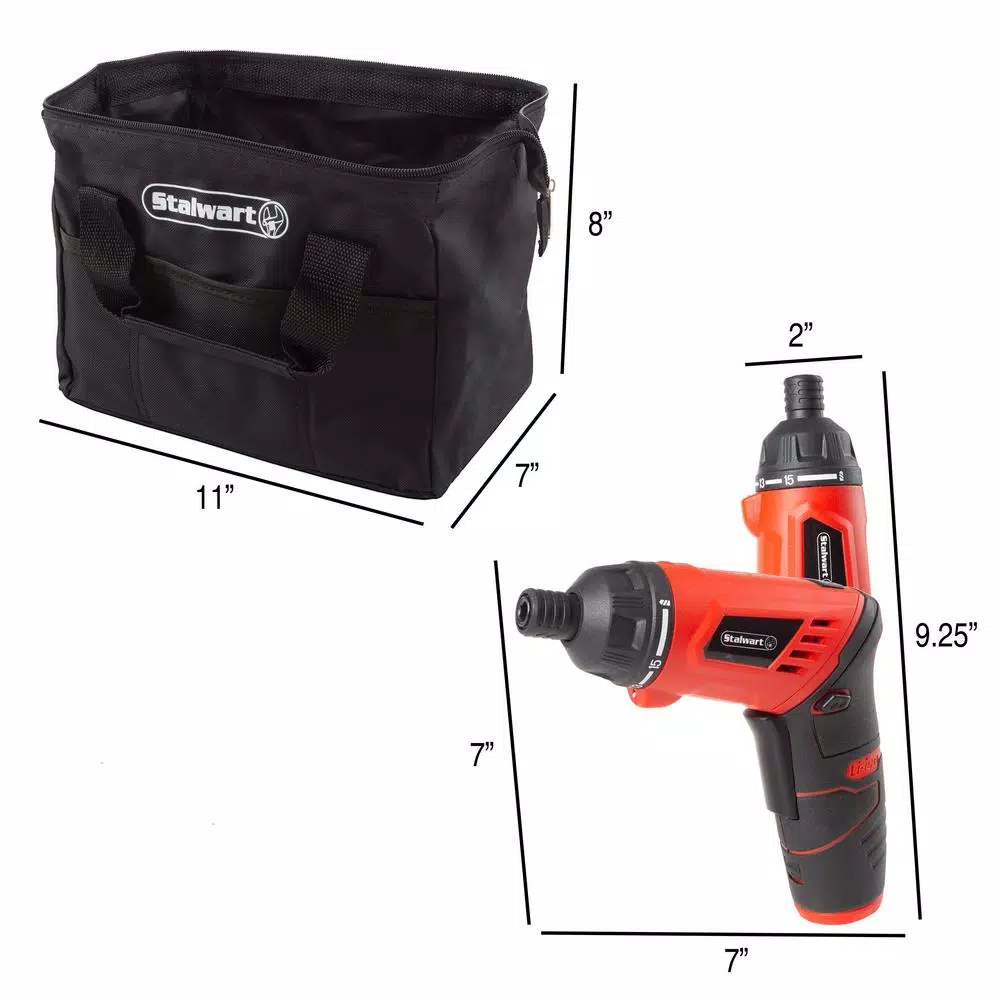 Stalwart 3.6V Lithium-Ion Cordless Electric Screwdriver Kit with 121-Piece Accessory Set