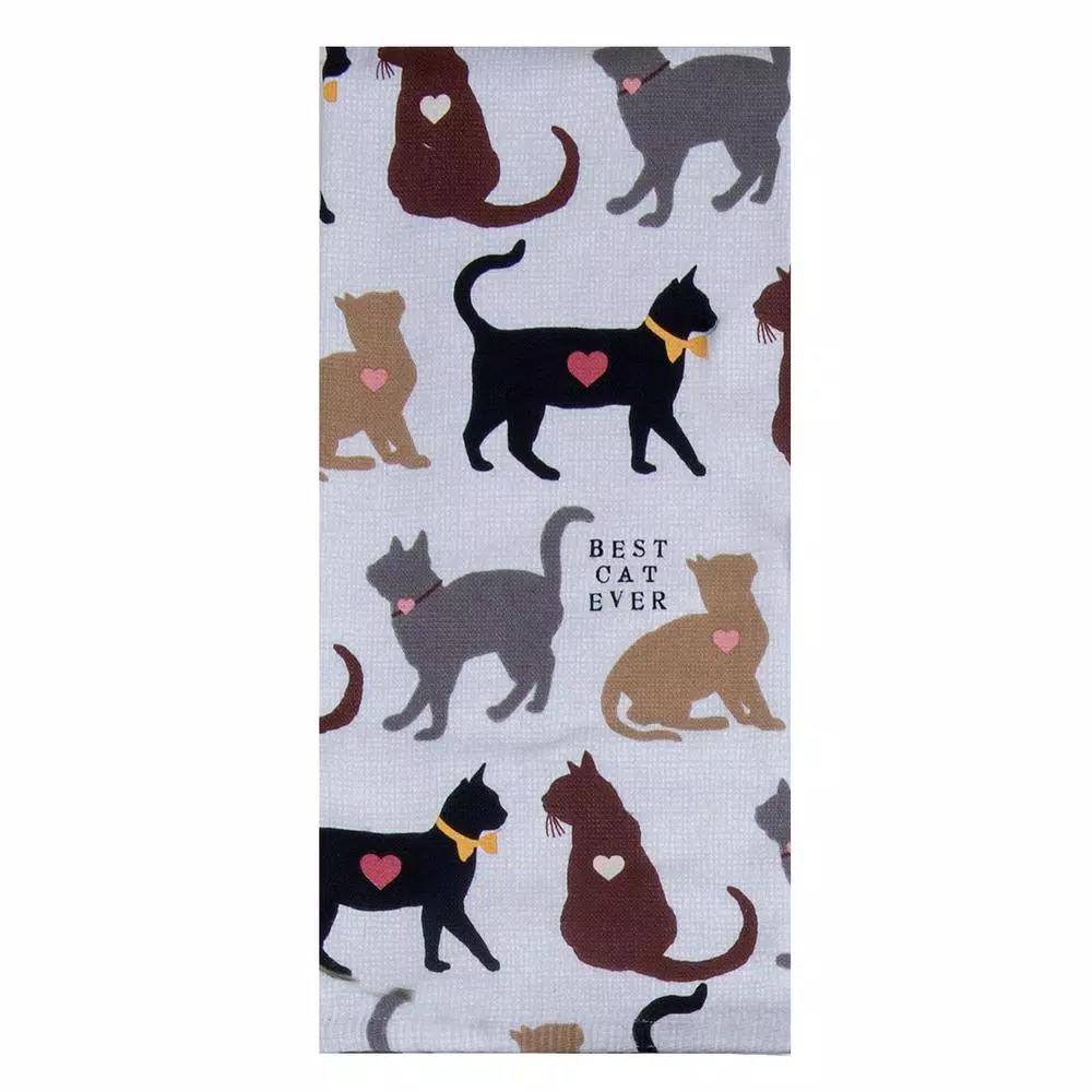 Kay Dee Fur Real Pets Cat Themed Cotton Kitchen Textile Set, 4-Piece Tan Pot Holder & Towel Set