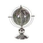 LITTON LANE 10 in. Modern Decorative Globe with Brown and Silver Stainless Steel Base thumbnail 2
