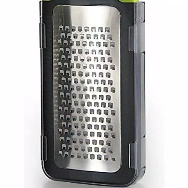 Simposh Stainless Steel Coarse Grater with Ergonomic Comfort Grip Handles and Safety Storage Lid
