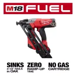 Milwaukee M18 FUEL 15-Gauge Angled Finish Nailer, Cordless Brushless (Tool Only) thumbnail 2