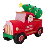 Glitzhome 7 ft. Santa Claus on Pick Up Truck Inflatable Christmas Decor with LED Lights thumbnail 1
