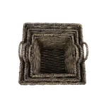 LITTON LANE Large Square Water Hyacinth Wicker Storage Baskets, Dark Brown (Set of 3) thumbnail 3