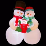Glitzhome 8 ft. Lighted Inflatable Snowman Family Christmas Decor thumbnail 1