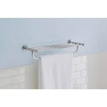 Glacier Bay Modern 21 in. Wall Mount Towel Rack with Shelf and Bar in Chrome thumbnail 2
