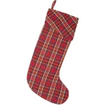 VHC Brands 20 in. Galway Barn Red Plaid Cotton Christmas Stocking thumbnail 1