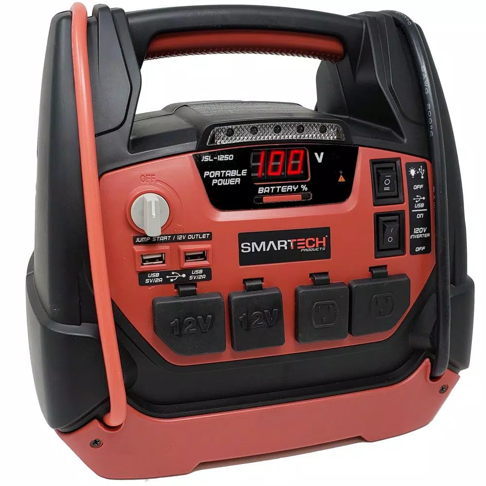 Smartech Products Smartech JSL-1250 Portable Power Station with 1250 Amp Jump Starter and 150 PSI Air Compressor