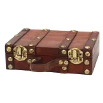Vintiquewise Antique Style Small Mini Suitcase Decorative Wood and Faux Leather Treasure Box thumbnail 1
