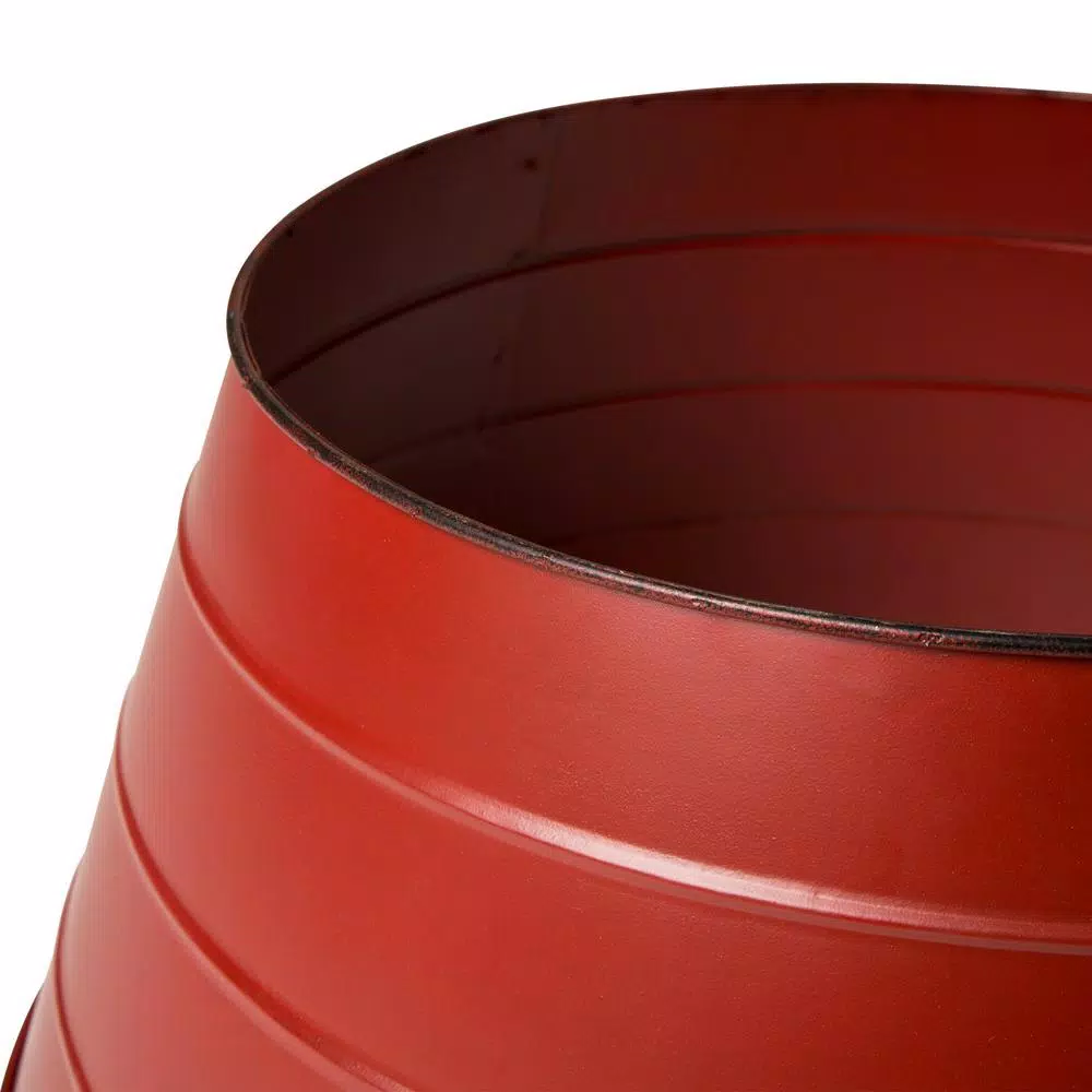 Glitzhome 22 in. Red Painted Metal Christmas Tree Collar - Rustic Holiday Decor