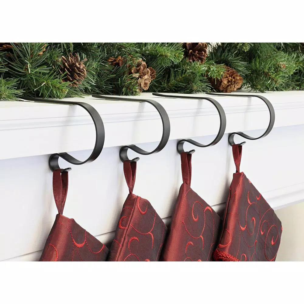 Original MantleClip MantleClip Steel Matte Black Stocking Holders, 2.5 in. (4-Pack)