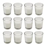 LUMABASE White Unscented Paraffin Votive Candles with Clear Glass Holders, 12-Count, 15-Hour Burn Time thumbnail 1