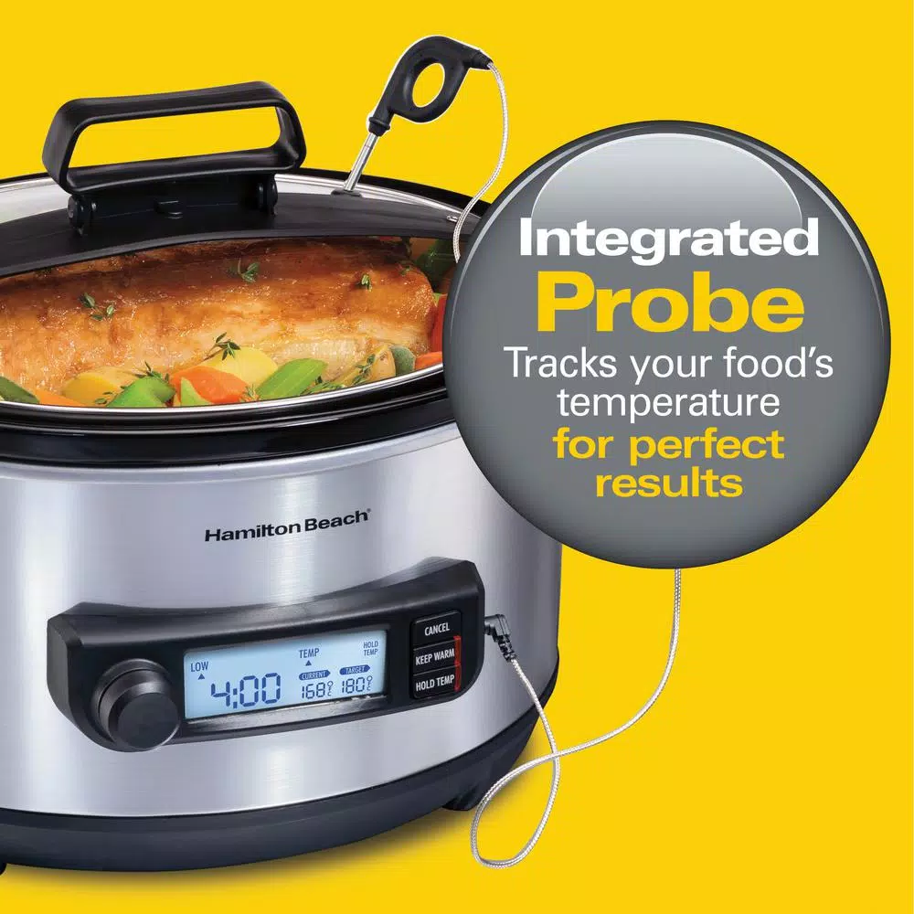 Hamilton Beach 6 Qt. Stainless Steel Slow Cooker with Advanced Temp Tracker