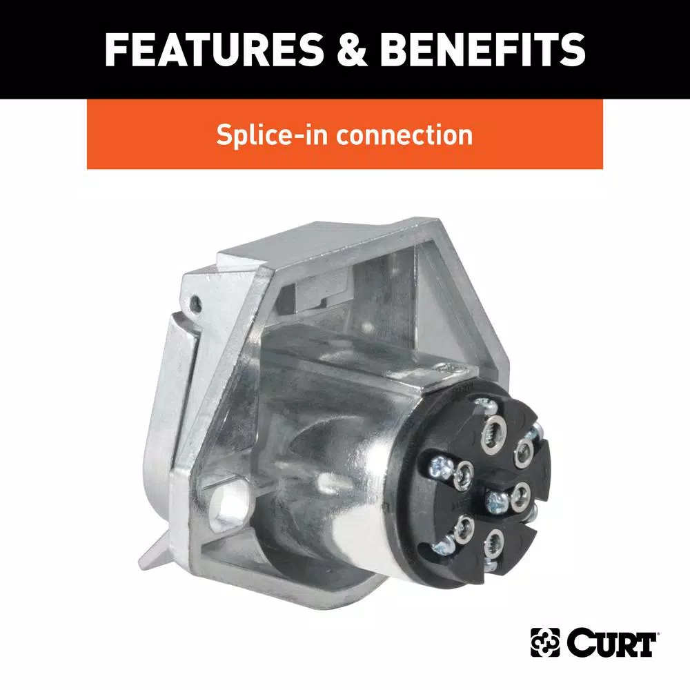 CURT 7-Way Round Trailer Connector Socket - Vehicle Side