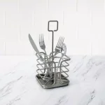 Spectrum Euro Kitchen Flatware & Silverware Organizer Caddy with Handle, Satin Nickel thumbnail 3