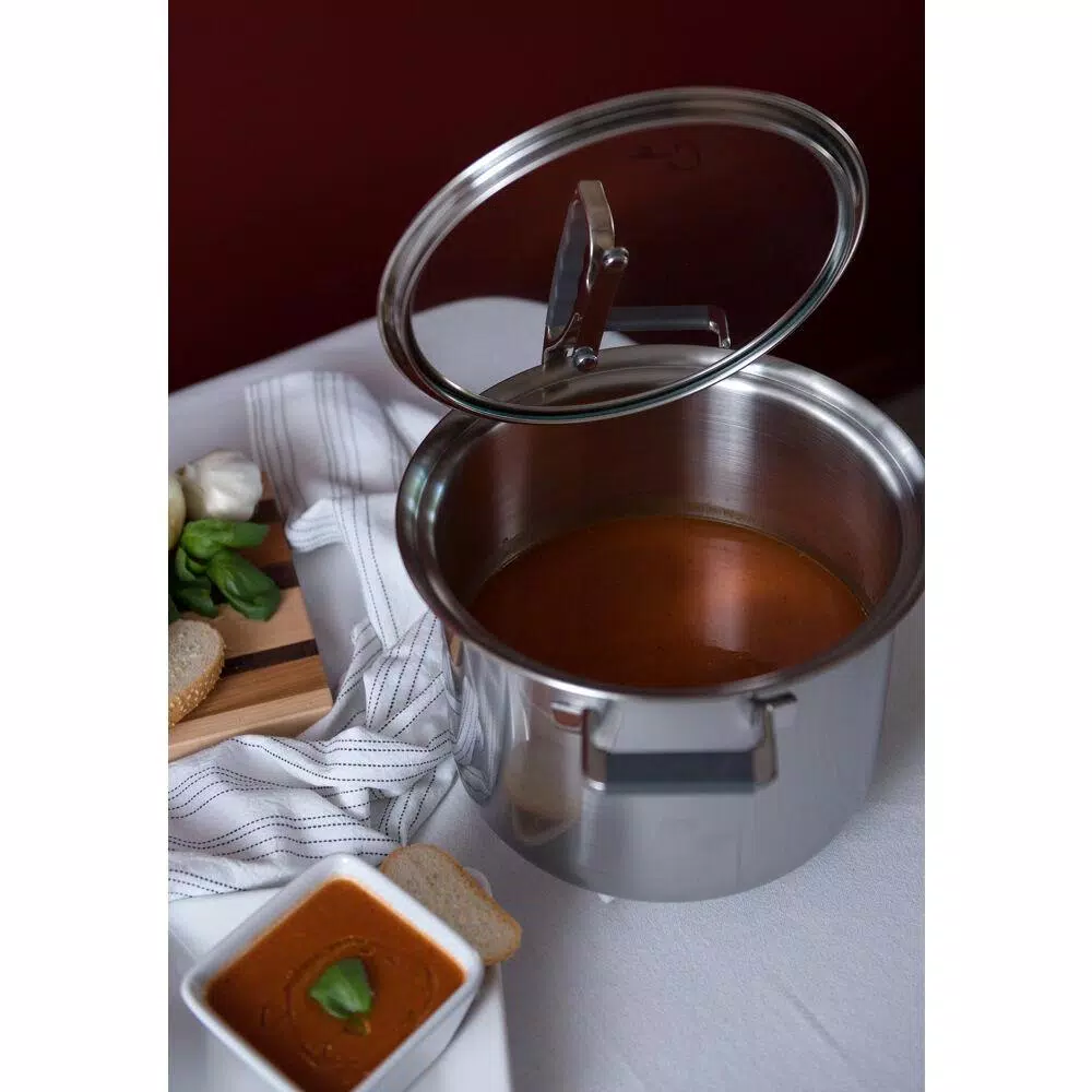 CookCraft by Candace 6-Piece Tri-Ply Stainless Steel Cookware Set with Patented Latch Lids