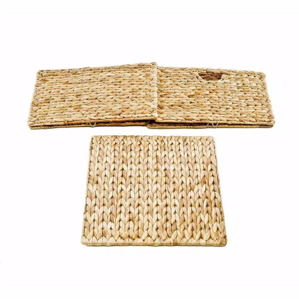 Seville Classics Water Hyacinth Storage Baskets, Hand-Woven Square Decorative Baskets, 2-Pack