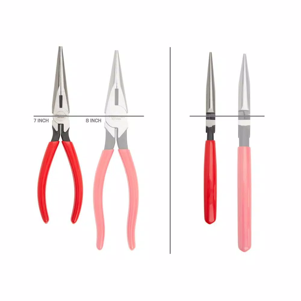 TEKTON 7 in. Long Nose Pliers with Induction-Hardened Side Cutter