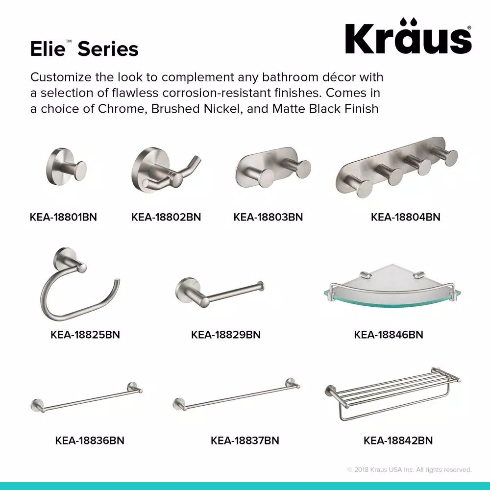 Kraus Elie Brushed Nickel Towel Ring - Solid Brass Hand Towel Holder