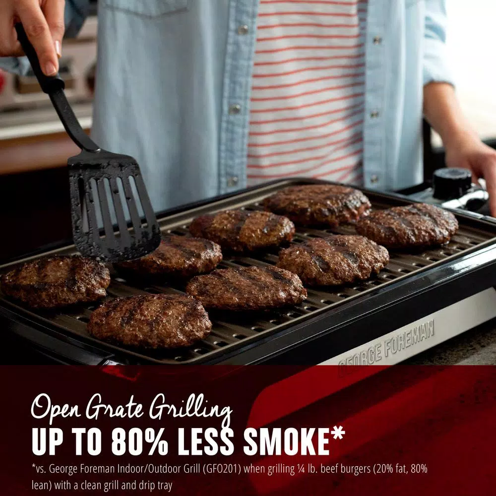 George Foreman Smokeless Indoor Countertop Grill, 172 sq. in. Cooking Surface, Black