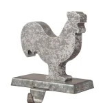 Glitzhome Galvanized Metal Chicken Cock Stocking Holder, Rustic Farmhouse Christmas Decor (2-Pack) thumbnail 2