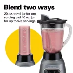 Hamilton Beach Wave Crusher 800W Blender with 40 oz. Pitcher and 20 oz. Travel Jar, Gray thumbnail 4