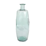 LITTON LANE Extra Large 29" Geometric Soda Lime Glass Flower Vase, Clear with Aquamarine Hue thumbnail 3