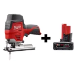 Milwaukee M12 12V Lithium-Ion Cordless Compact Jig Saw with 4.0 Ah Battery thumbnail 1
