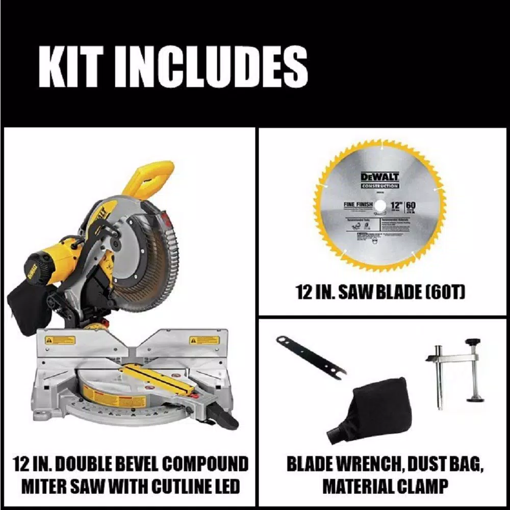 DEWALT 12 in. Double-Bevel Compound Miter Saw, 15 Amp, with Cutline LED