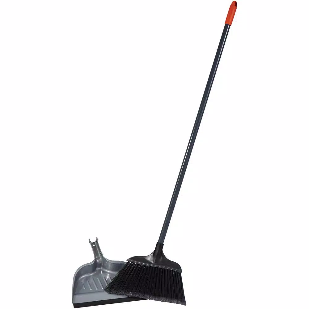 HDX Jumbo 15 in. Angle Broom and Dustpan Set with Steel Handle