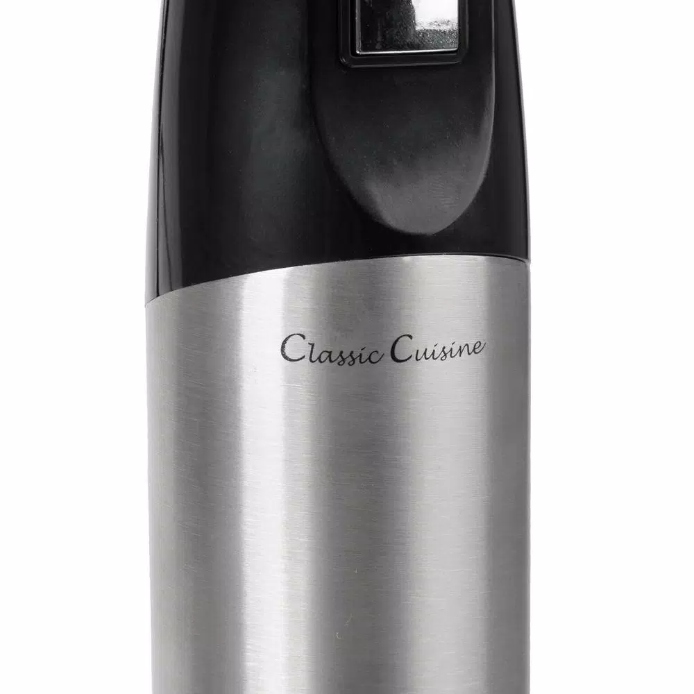 Classic Cuisine 4-in-1 Immersion Blender Set with Chopper and Whisk, 6-Speed, 400W, Black