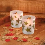 LUMABASE Gold Stars Battery Operated LED Candles with Frosted Glass, 2-Count thumbnail 4
