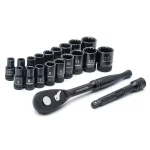 Husky 20-Piece 1/4 in. Drive 100-Position Ratchet and Universal SAE/Metric Socket Wrench Set thumbnail 1