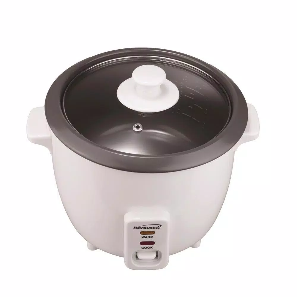 Brentwood 10-Cup White Steam Rice Cooker and Vegetable Steamer, 700W