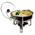 ExcelSteel 4 Qt. Professional Heavy Duty Stainless Steel Chafing Dish Set with Vented Glass Lid thumbnail 7