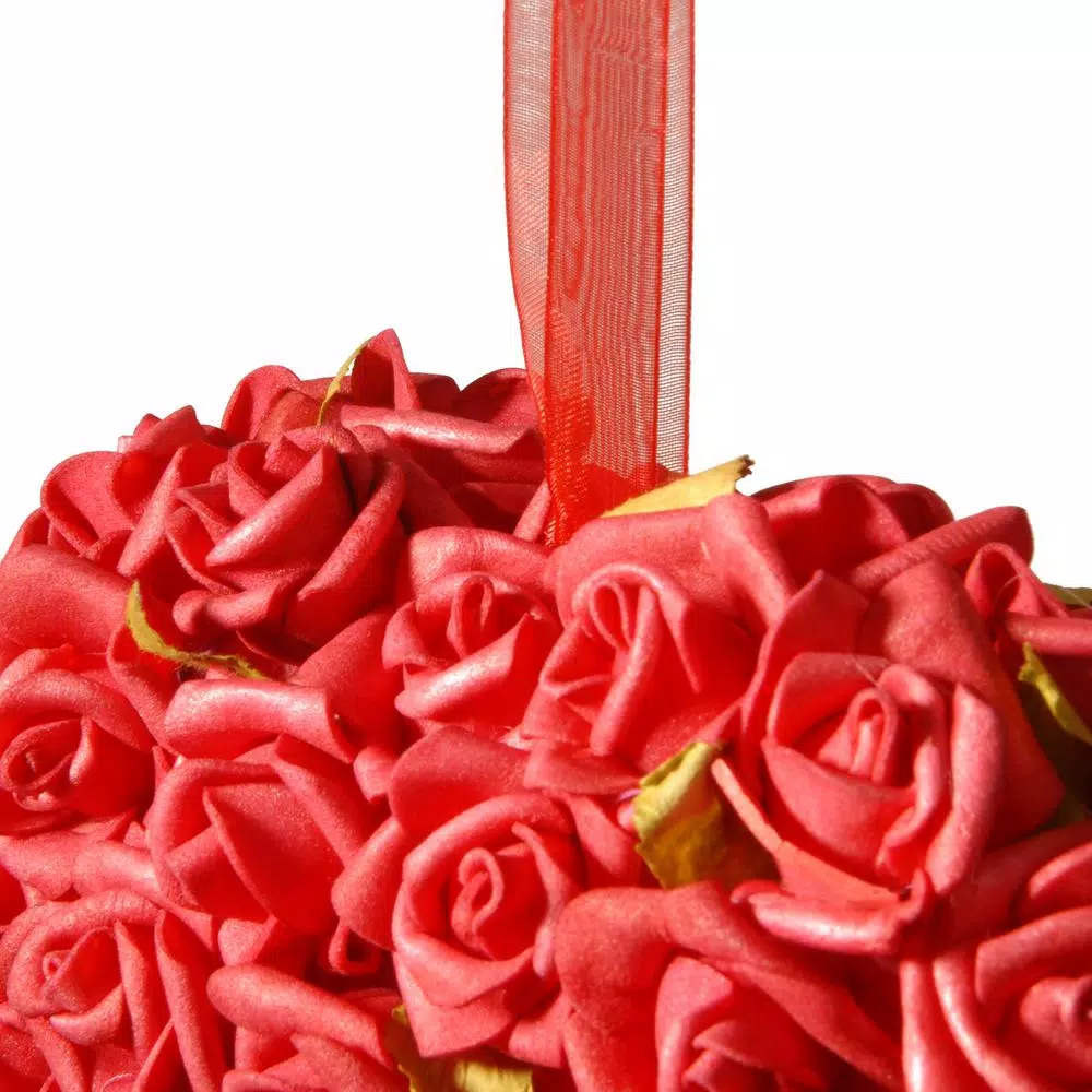 National Tree Company 7 in. Red Rose Heart Fabric Flower Wreath Decoration