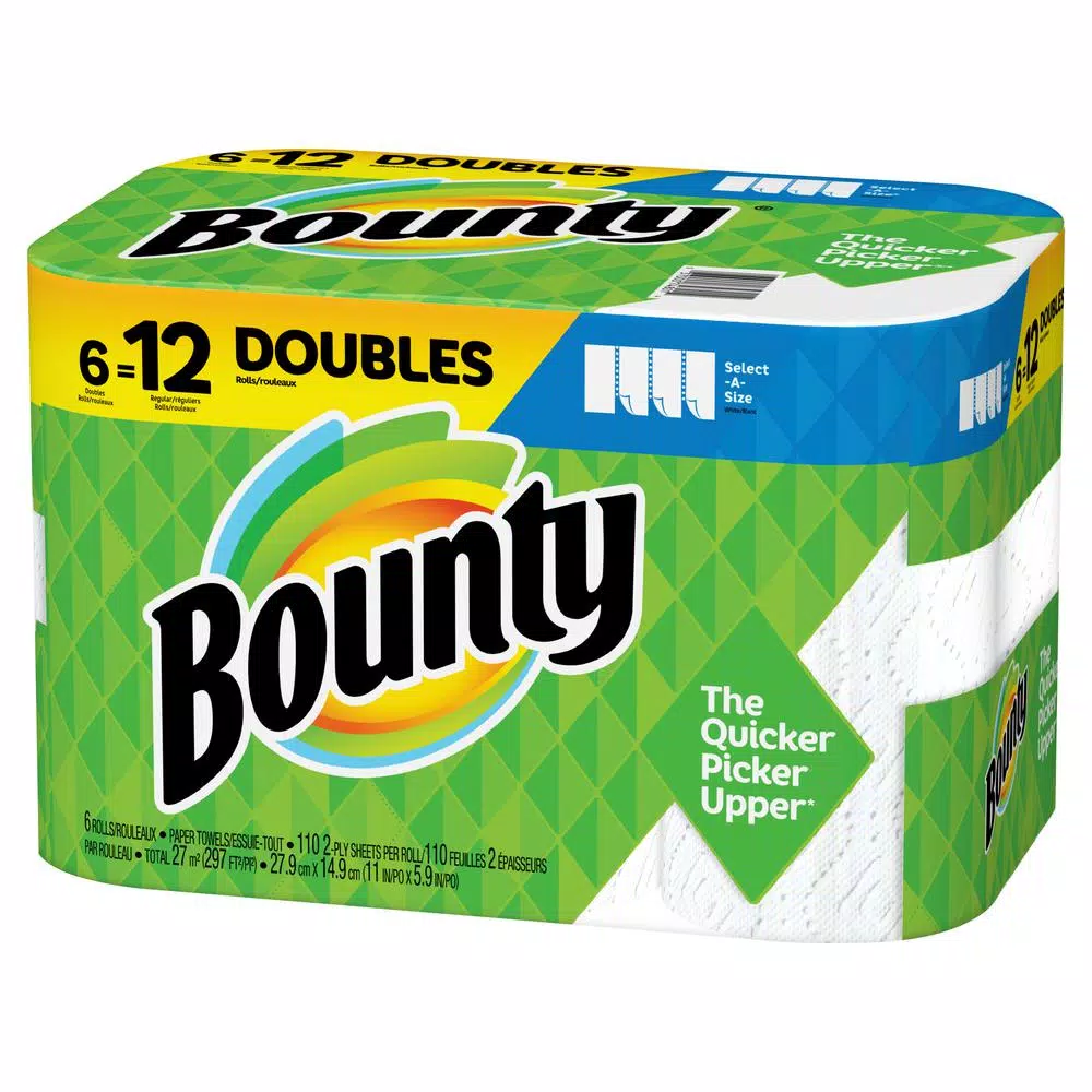Bounty Select-A-Size White Paper Towels, 6 Double Rolls