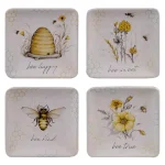 Certified International Bee Sweet 4-Piece Earthenware 6 in. Canape Plate Set thumbnail 1