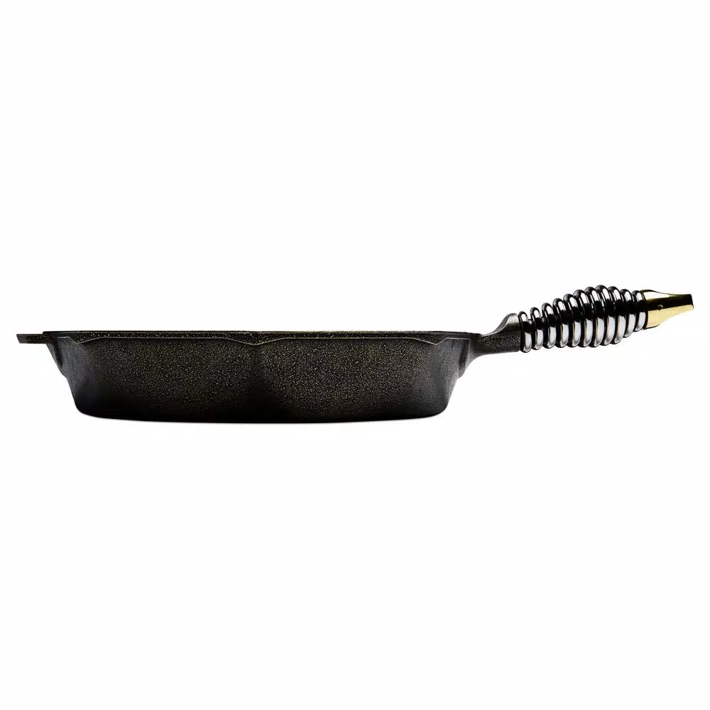 FINEX 12 in. Cast Iron Skillet with Stainless Steel Speed Cool Handle, Black