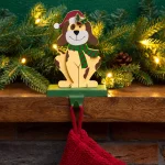 Glitzhome 7.76 in. Dog Christmas Stocking Holder - Wooden and Metal Holiday Decor thumbnail 6