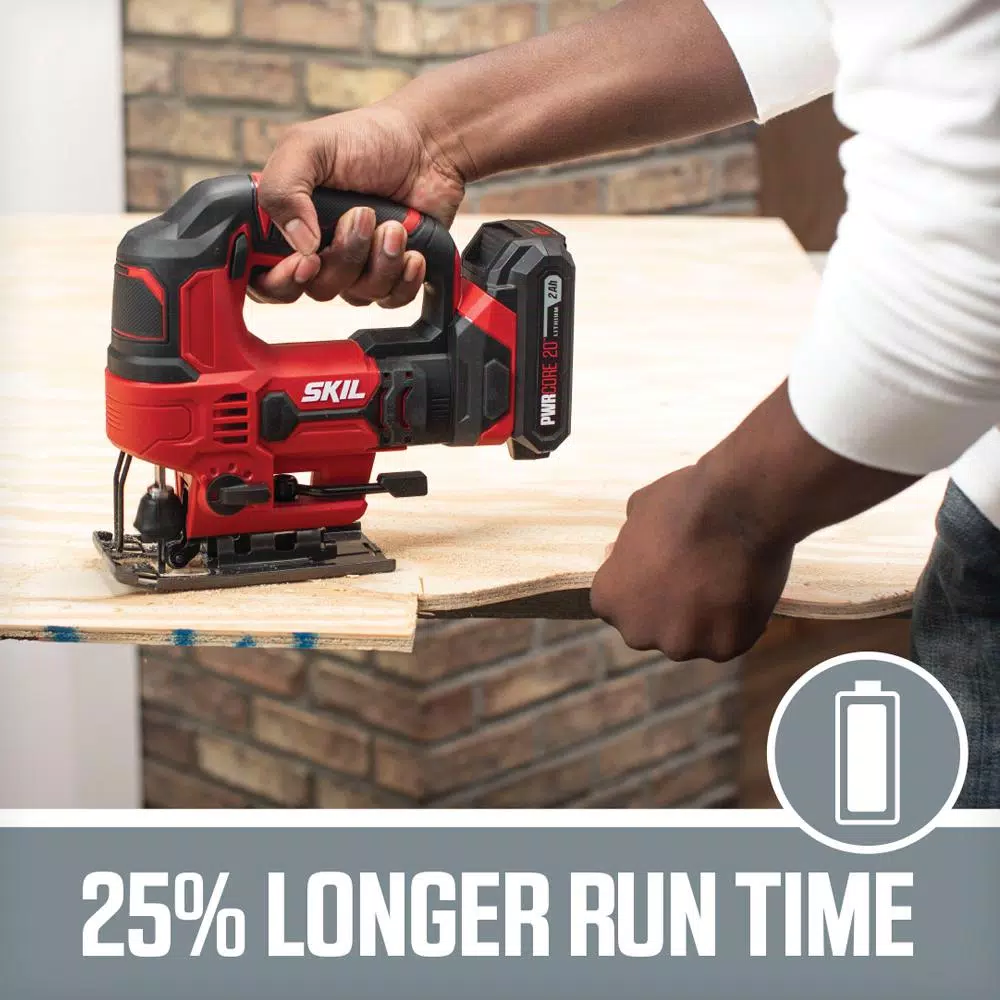 SKIL 20V PWRCORE Cordless Jigsaw Kit with 2.0 Ah Battery and Charger