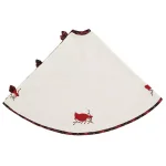 VHC Brands 48 in. Seasons Greetings Red Traditional Christmas Tree Skirt with Cardinal and Winterberry Design thumbnail 2