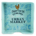 Urban Market Life On The Farm 10.2 in. Stoneware Napkin Holder - Coral and Blue Rooster Design thumbnail 4