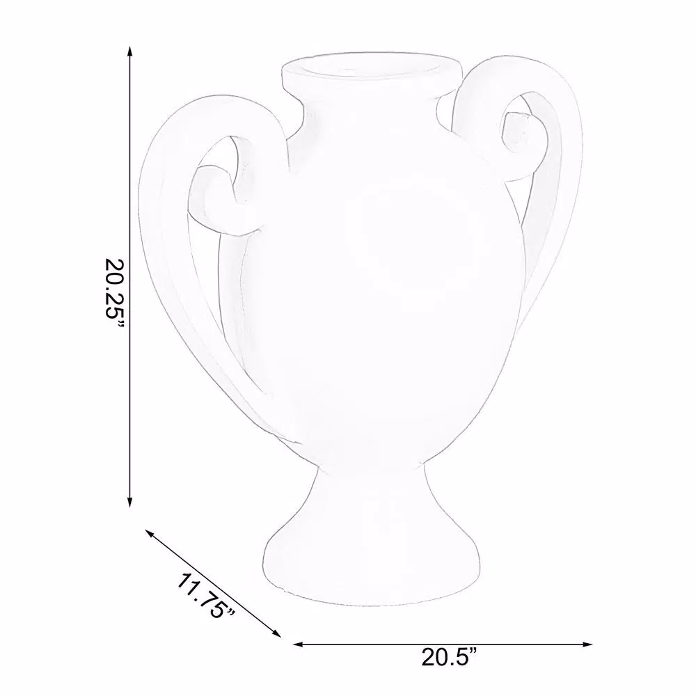 Uniquewise 20 in. White Gloss Amphora Style Modern Fiberglass Centerpiece Vase