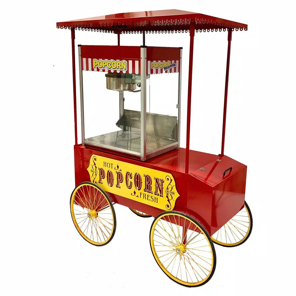 Paragon Commercial Popcorn Wagon - Red Steel Mobile Concession Cart