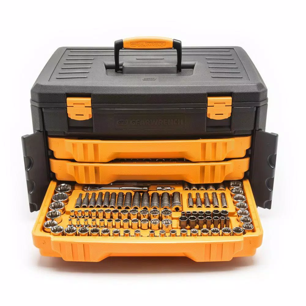 GearWrench 243-Piece 12-Point Mechanics Tool Set with 3-Drawer Storage Box